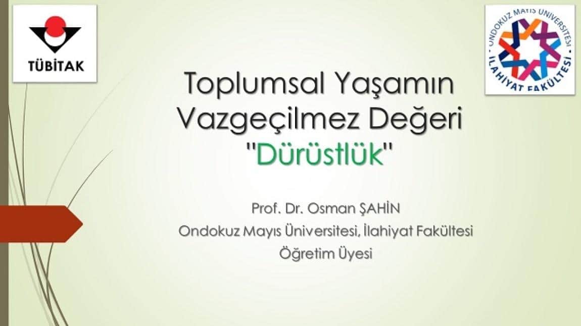 Prof. Dr. Osman ŞAHİN'DEN ÖĞRENCİLERİMİZE SEMİNER